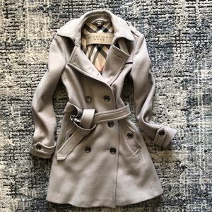 Burberry Light Gray Double-Breasted Pea Coat